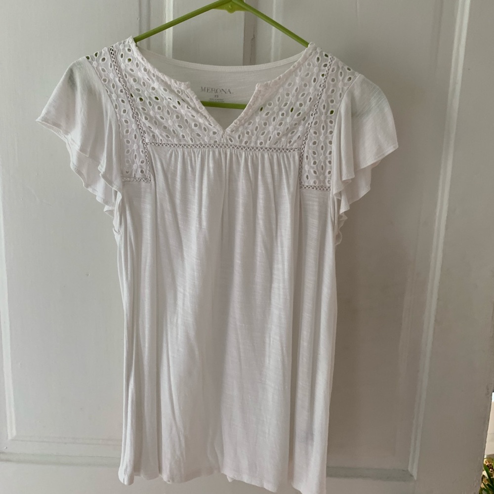 White blouse with eyelet top